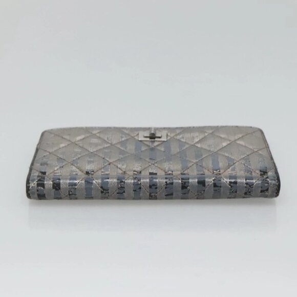 CHANEL 2.55 Matelasse Long Wallet Leather Silver CC - Picture 6 of 16